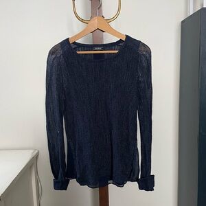 Shimmering Midnight Knit Top with Sheer Sleeves by Lucky Brand